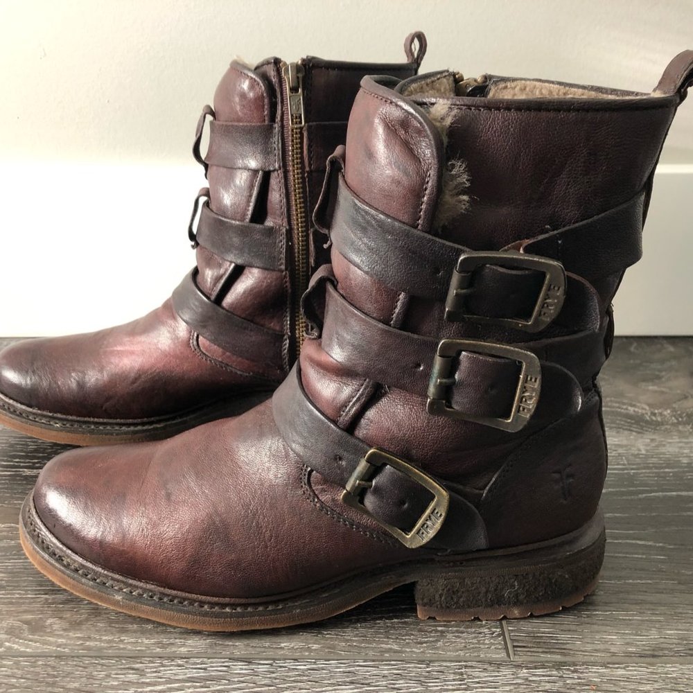 FRYE Valerie Shearling Lined Strappy Ankle Boot Size US 8 - Picture 2 of 16